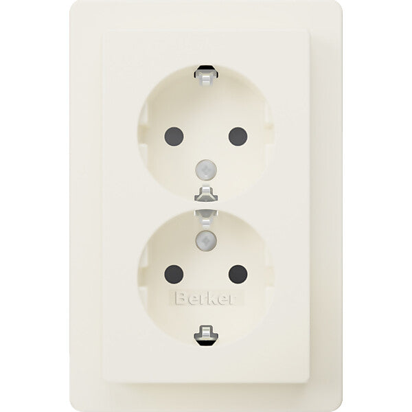 Hager/Berk Doppelsteckdose SCHUKO Q.1 polarweiß samt 47596089